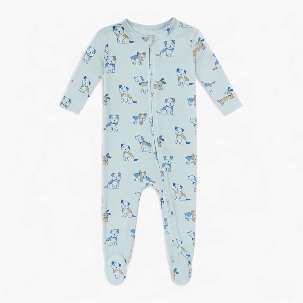 Little Me Bamboo Puppy Zip Footed Pajamas - Size 6 Months